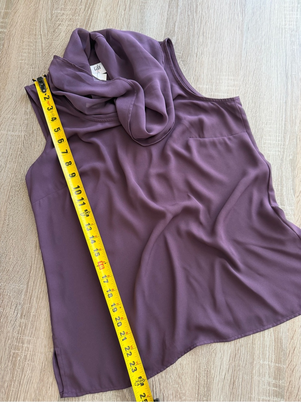 Cabi Surround Drapey Cowl Neck Sleeveless Chiffon Blouse Top 3978 Plum Sz Small — image 8 of 8